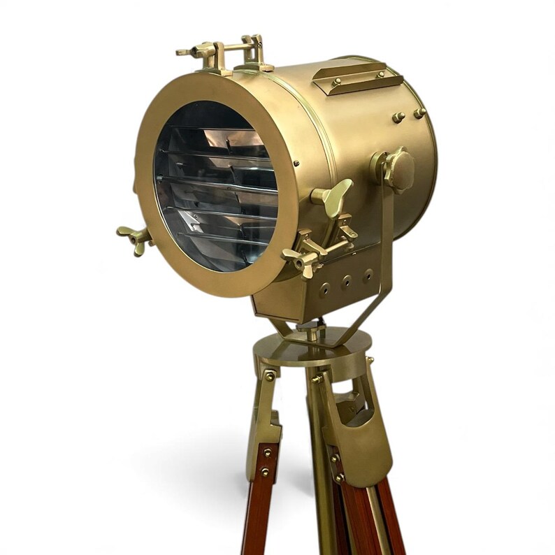 Antique Finish Spotlight on Wooden Tripod view 8