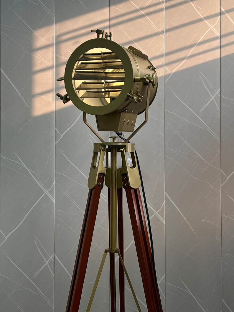 Antique Finish Spotlight on Wooden Tripod view 15