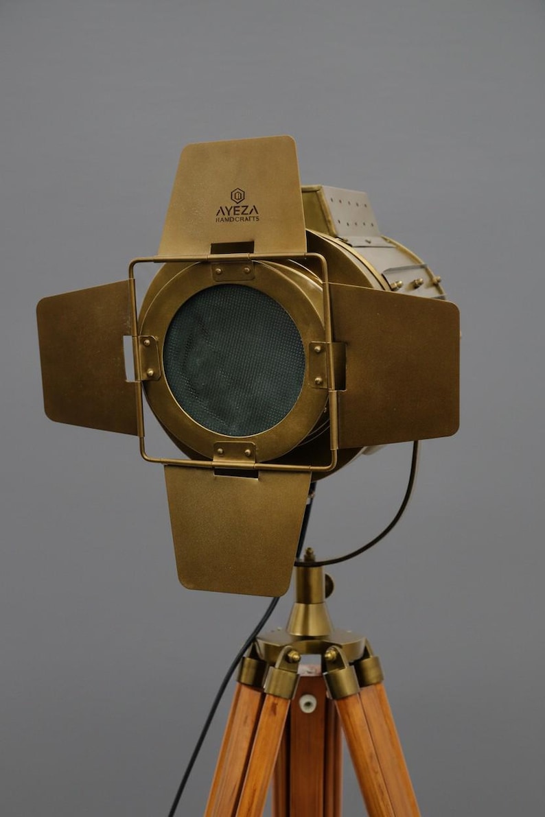 Antique Finish Spotlight on Wooden Tripod view 6