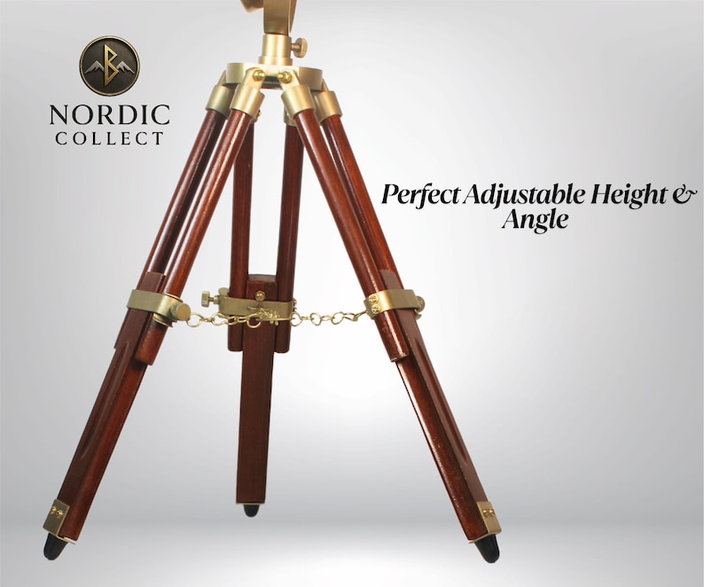 Antique Finish Spotlight on Wooden Tripod view 5