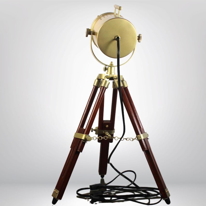 Antique Finish Spotlight on Wooden Tripod view 7