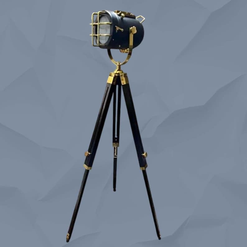 Dark Green Spotlight on Black Wooden Tripod view 12