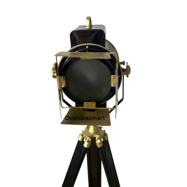 Antique Finish Spotlight on Wooden Tripod view 3