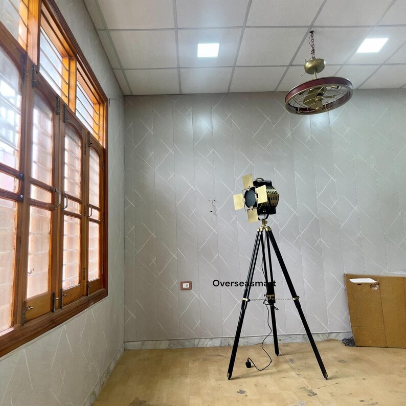 Antique Finish Spotlight on Wooden Tripod view 5