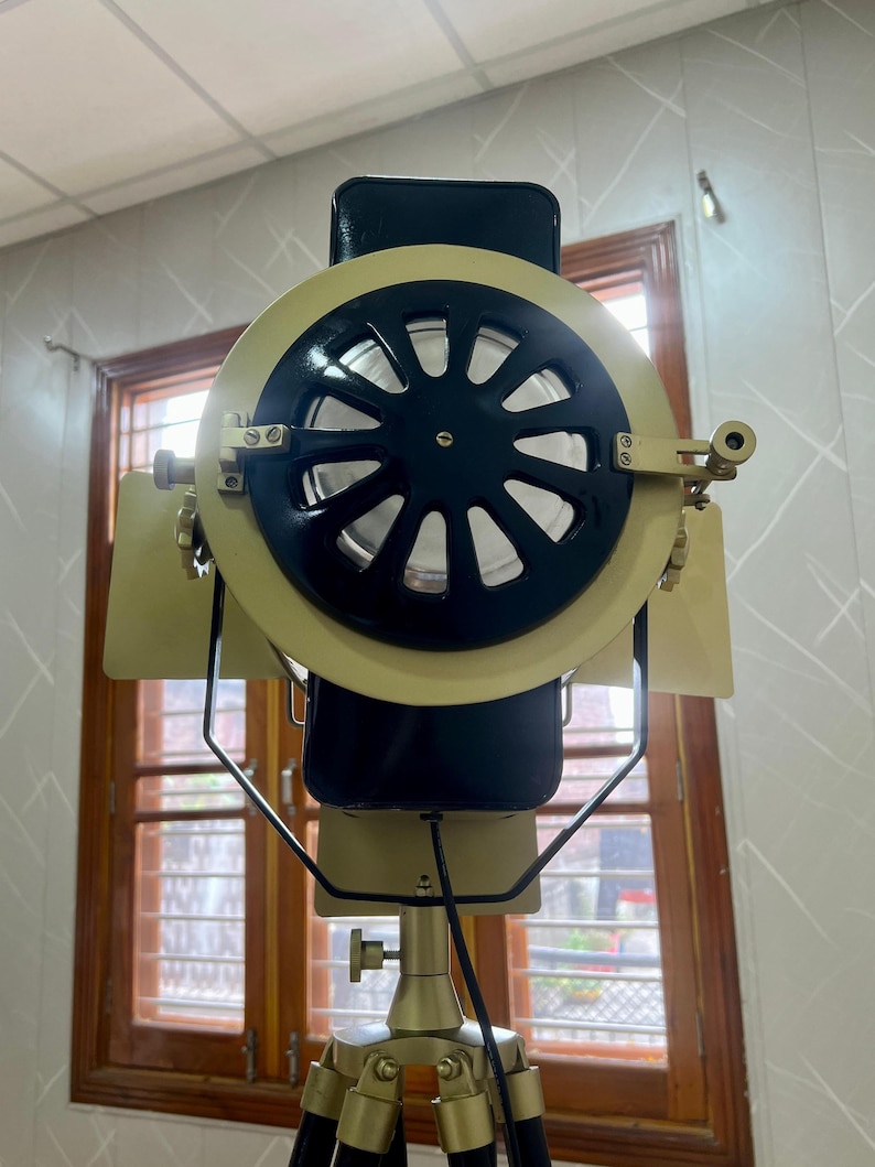 Antique Finish Spotlight on Wooden Tripod view 9