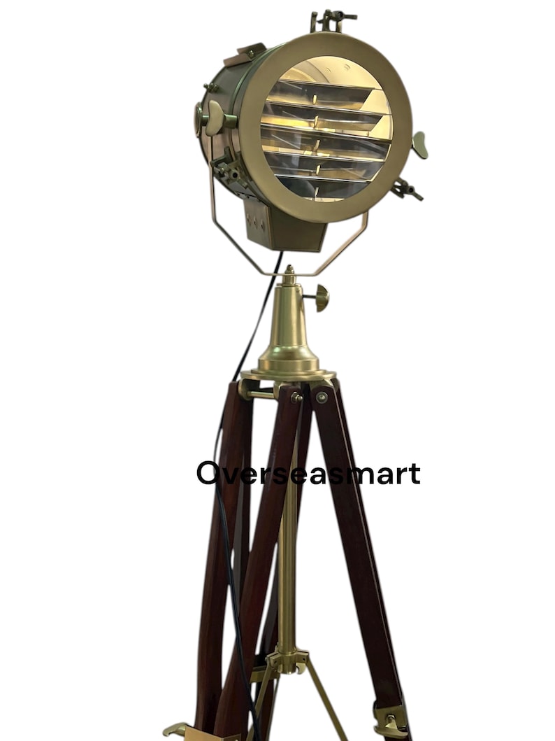 Antique Finish Spotlight on Wooden Tripod view 5