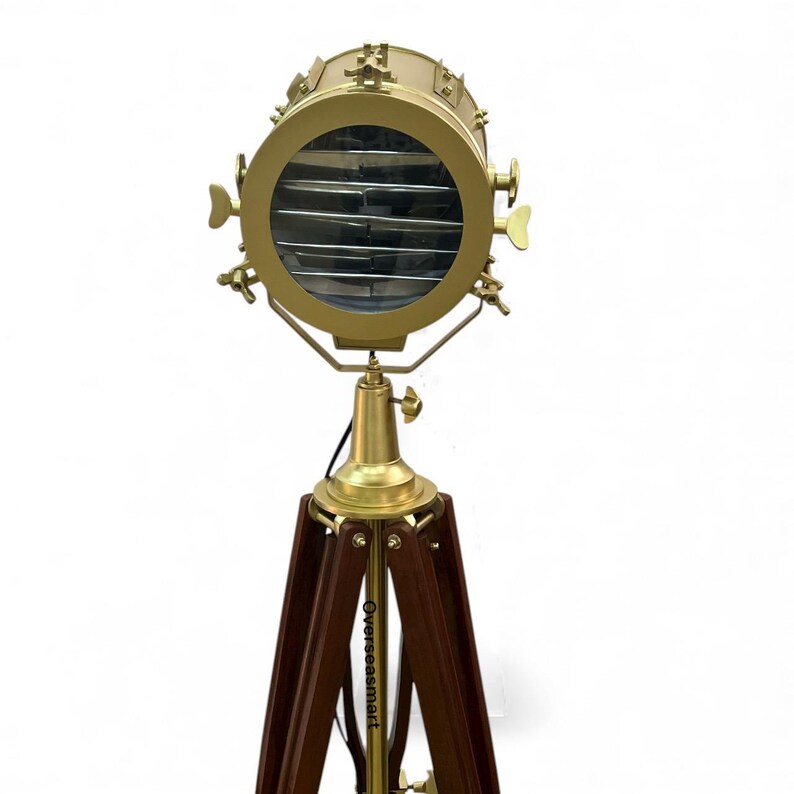 Antique Finish Spotlight on Wooden Tripod view 7