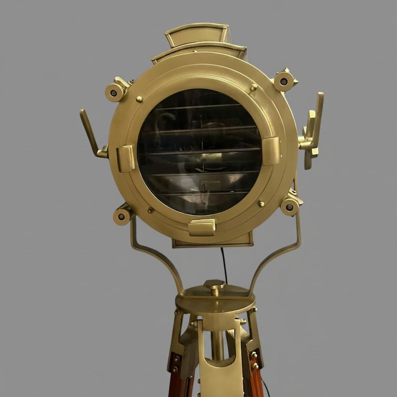 Antique Finish Spotlight on Wooden Tripod view 3