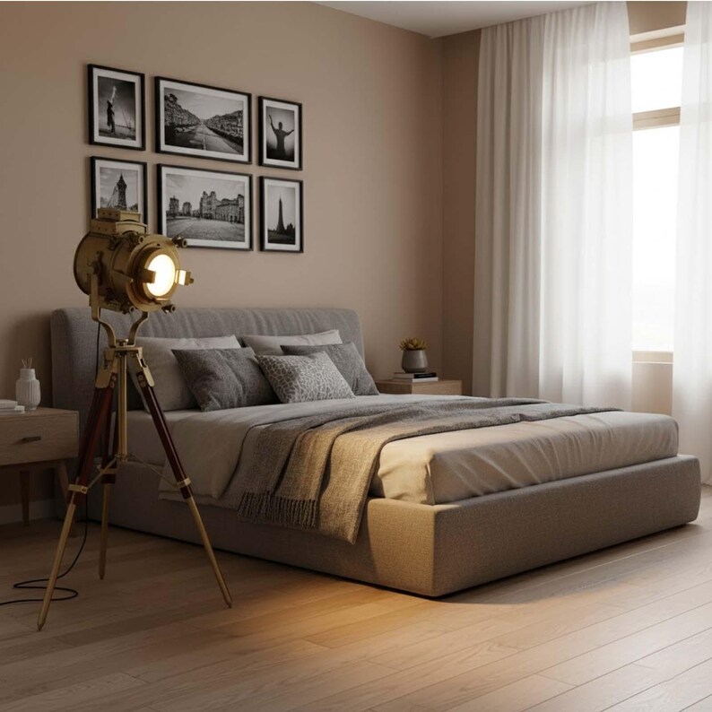 Antique Finish Spotlight on Wooden Tripod view 6