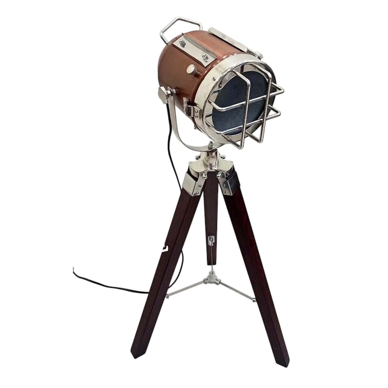 Copper Spotlight on Black Wooden Tripod view 9