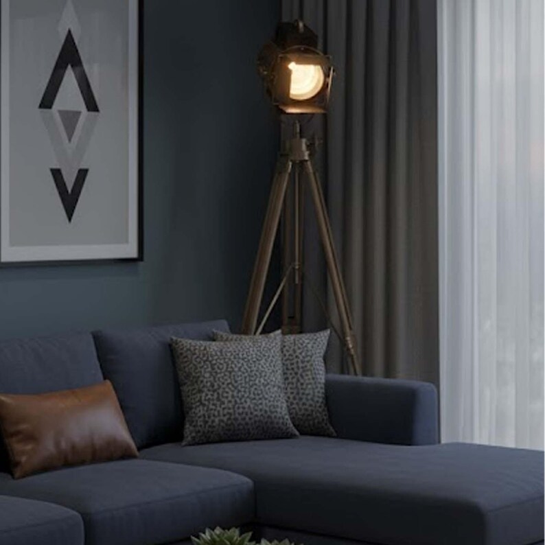 Antique Finish Spotlight on Wooden Tripod view 7