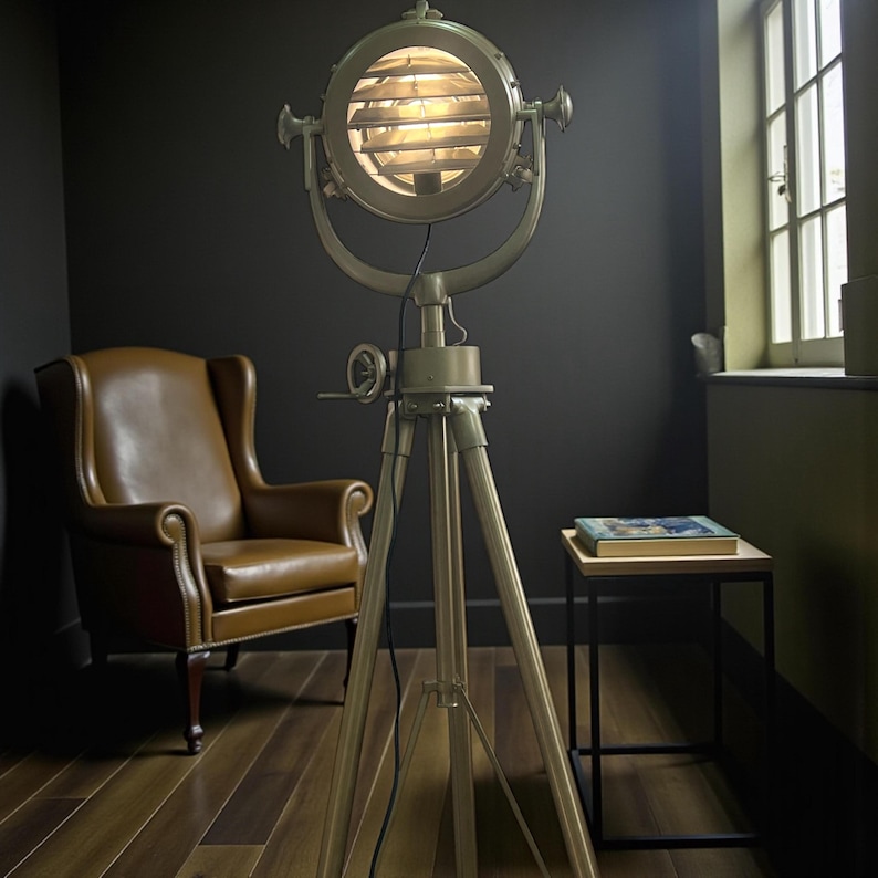 Antique Finish Spotlight on Antique Metal Stand view 2