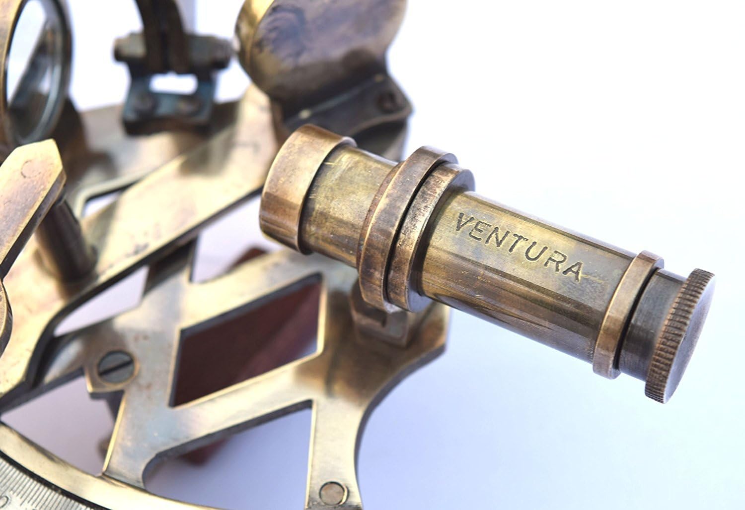 Antique Brass Pocket Sextant with Maritime Astrolabe Design view 5