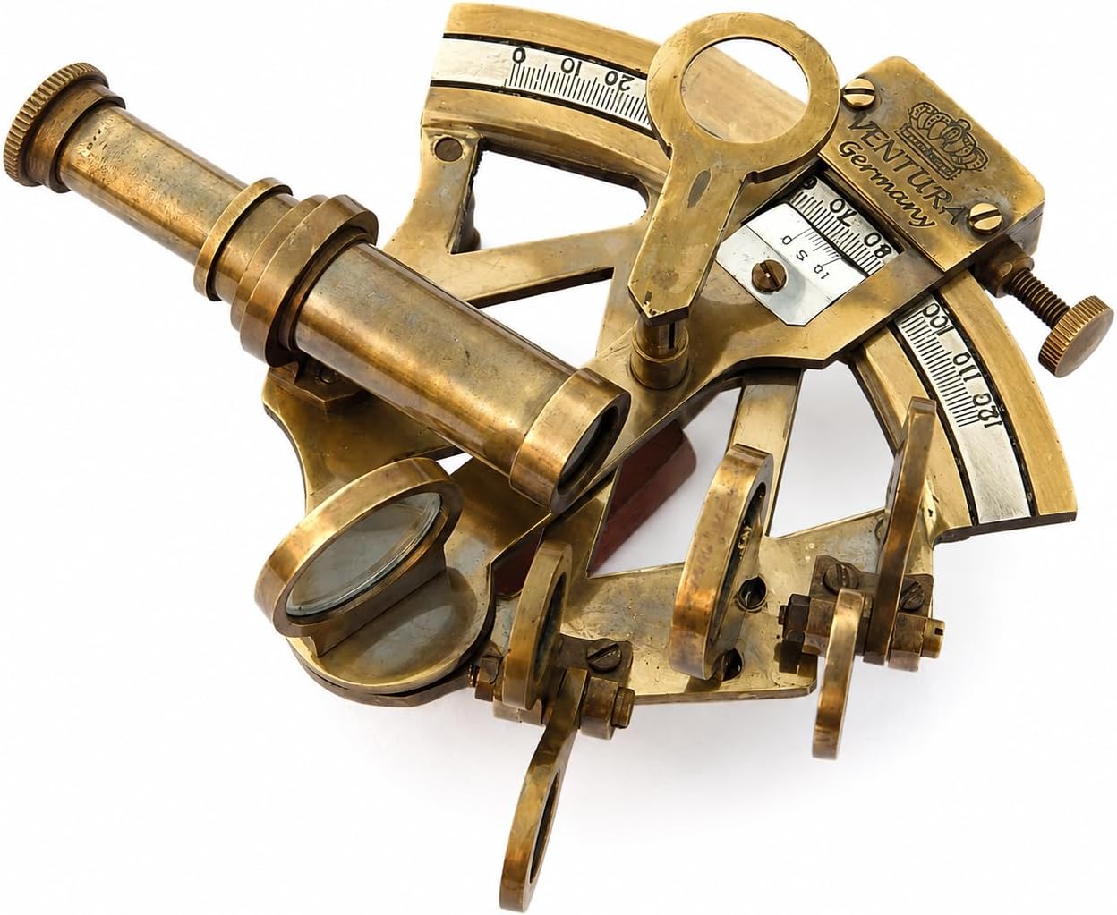 Antique Brass Pocket Sextant with Maritime Astrolabe Design view 6