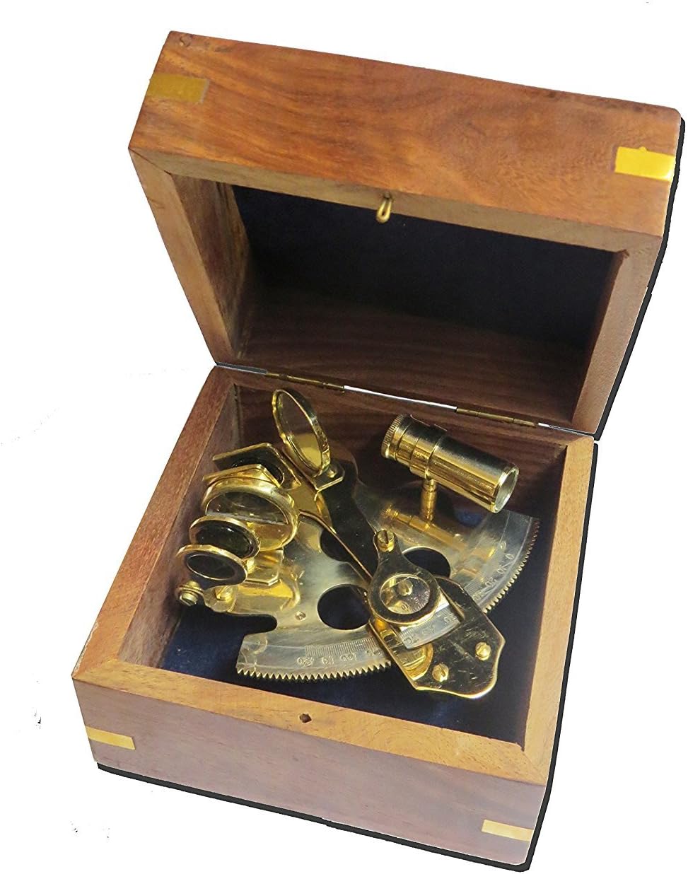 Polished Brass Captain Sextant with Wooden Gift Box view 4