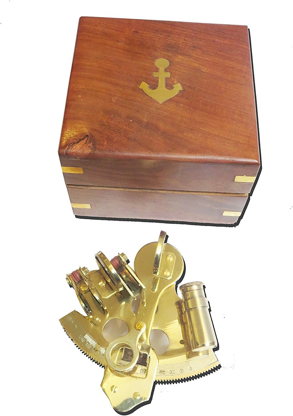 Polished Brass Captain Sextant with Wooden Gift Box view 5