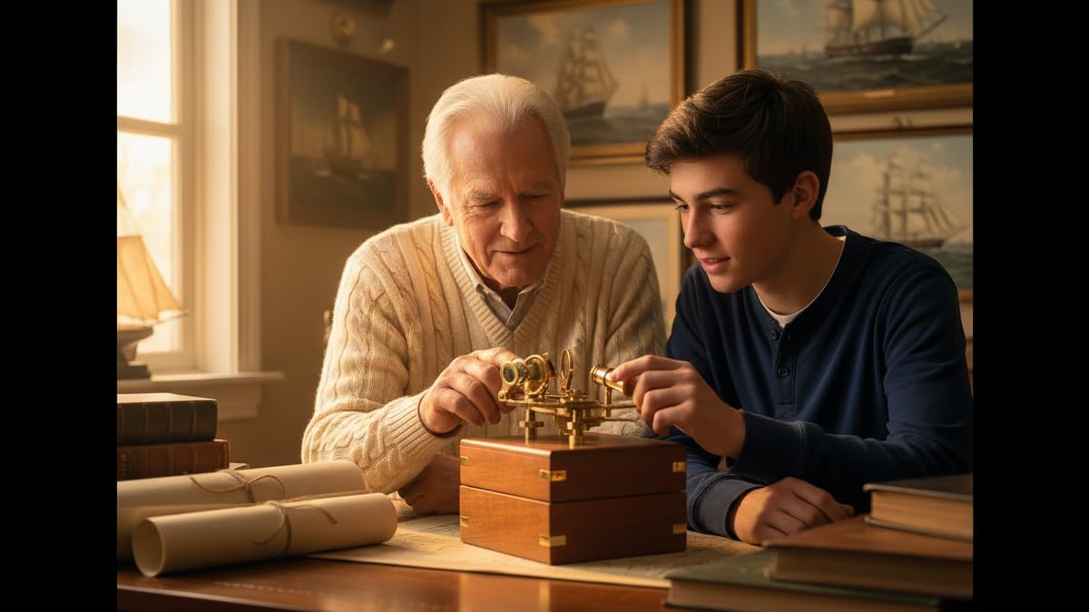 Polished Brass Captain Sextant with Wooden Gift Box view 9