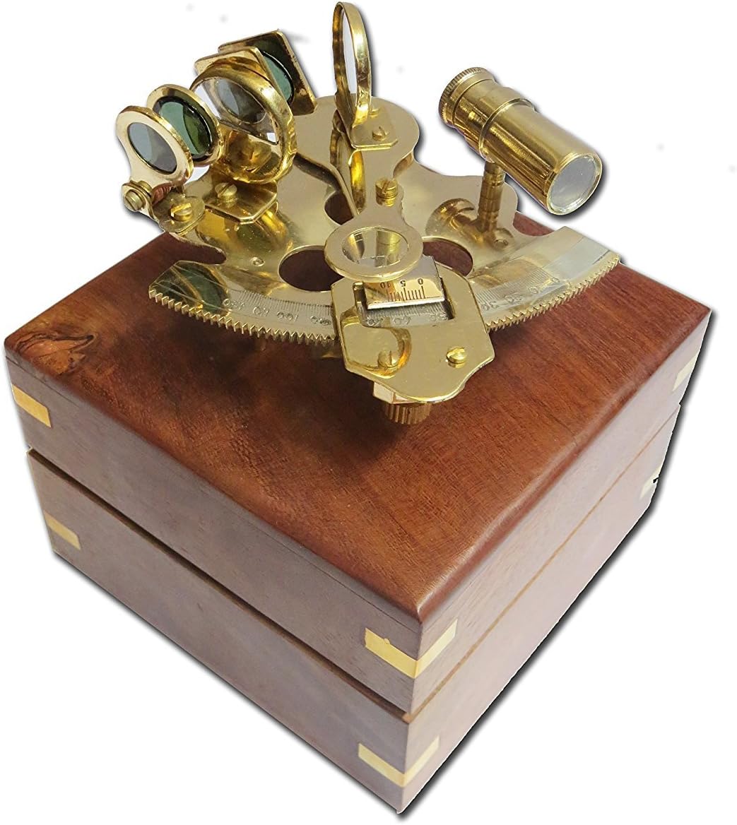 Polished Brass Captain Sextant with Wooden Gift Box view 10