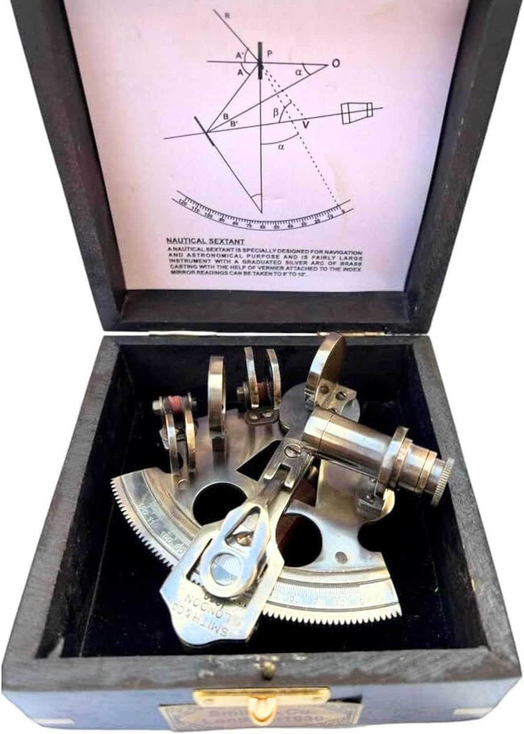 Black Antique Brass Sextant with Black Wooden Box view 5