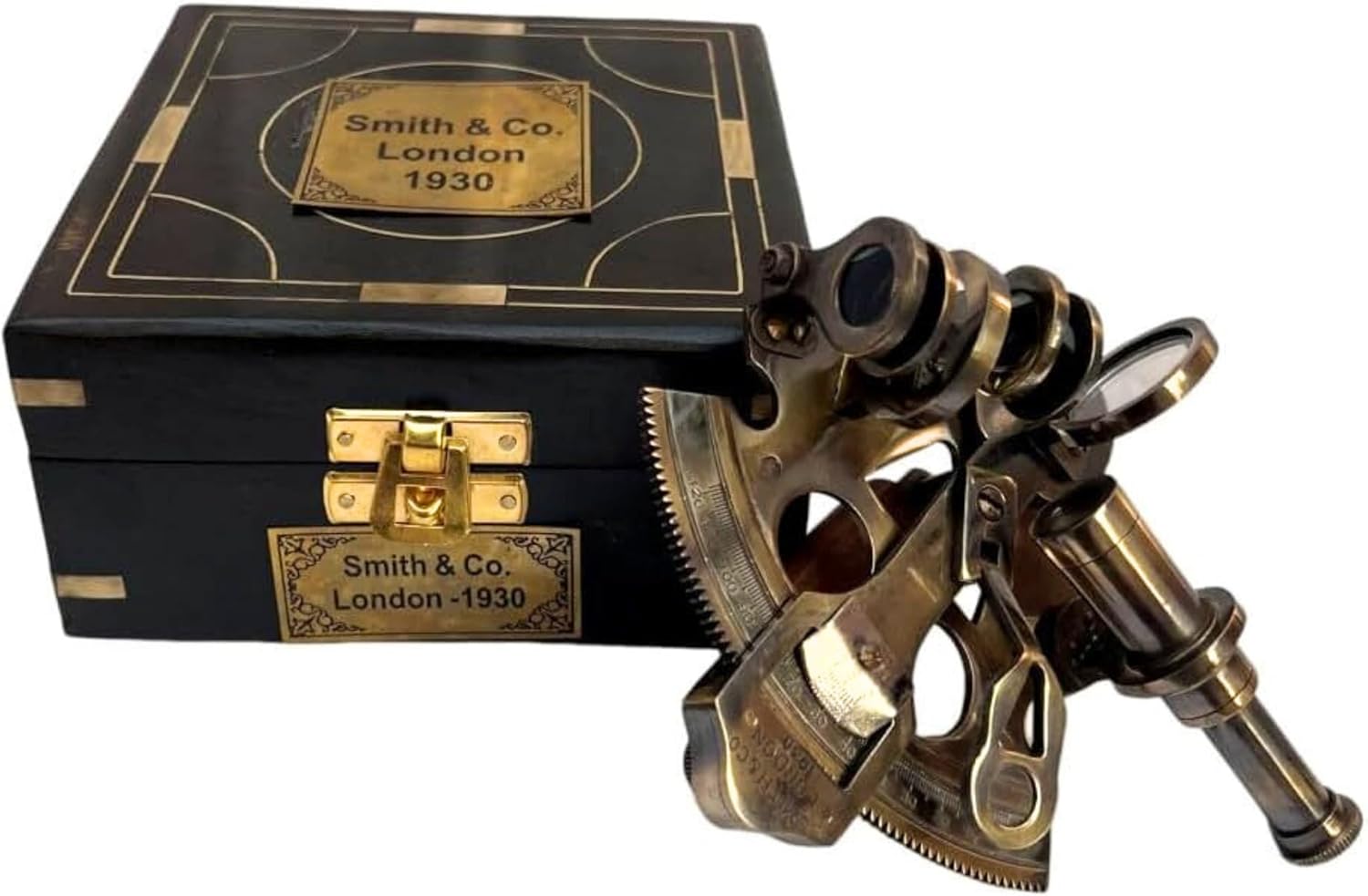 Black Antique Brass Sextant with Black Wooden Box view 6