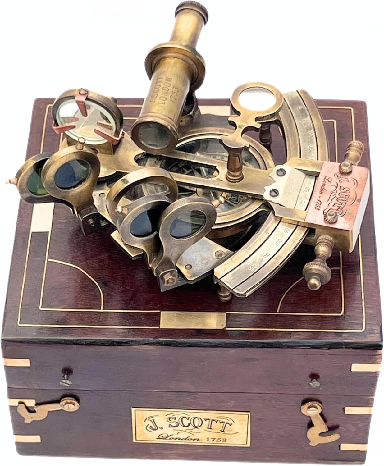 Antique Brass Sextant with Wooden Box view 5