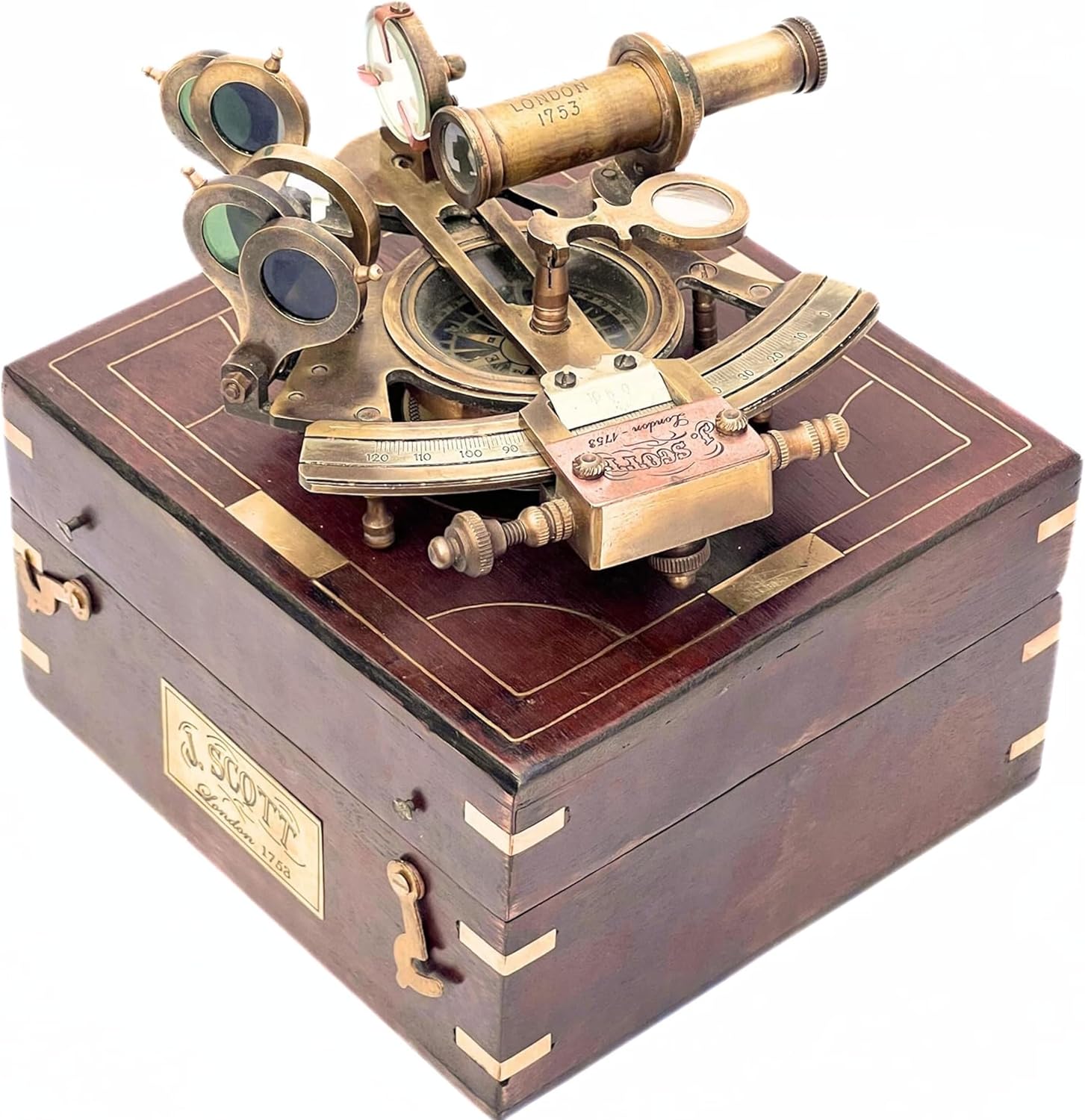 Antique Brass Sextant with Wooden Box view 8