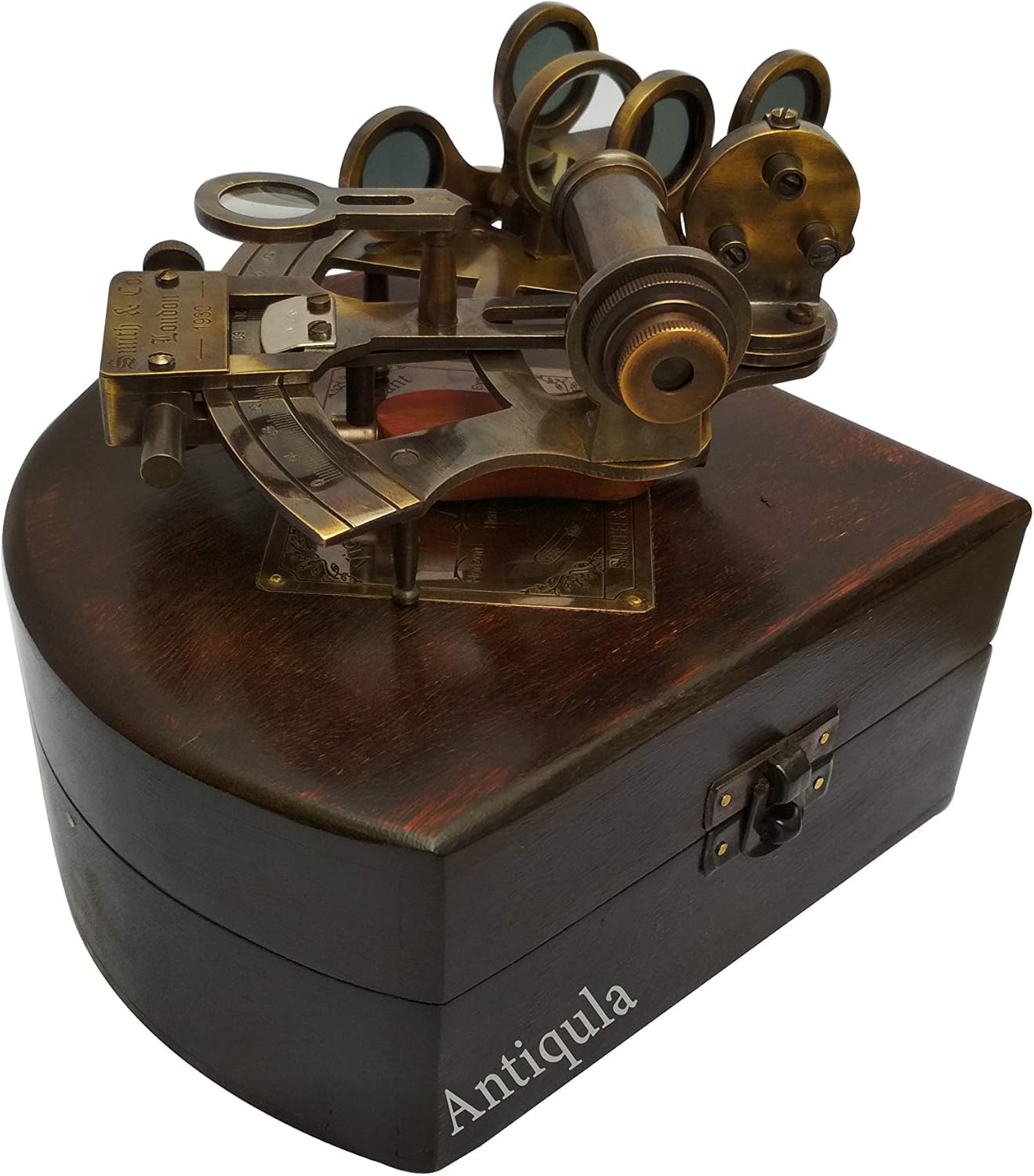 Antique Brass Sextant with Triangular Wooden Box view 3