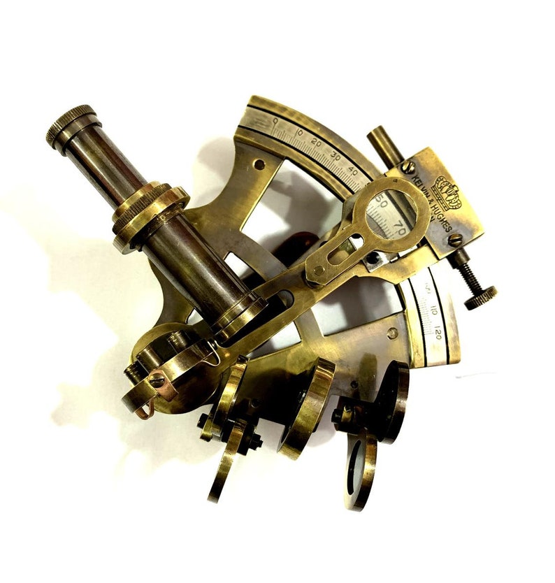 Antique Brass Sextant with Black Wooden Box view 5