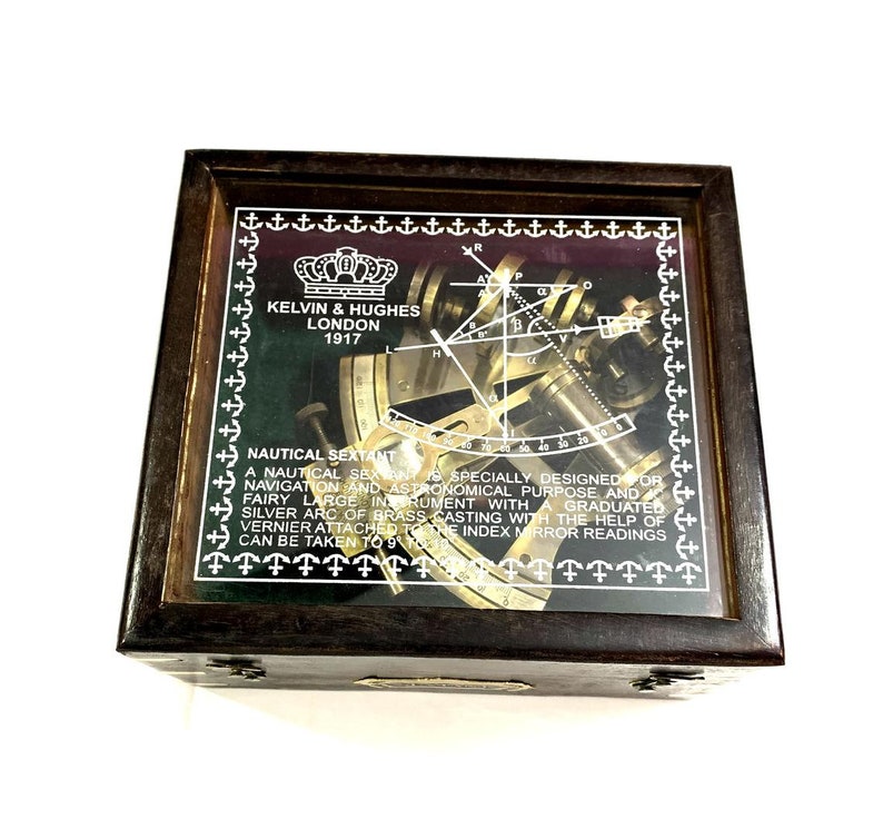 Antique Brass Sextant with Black Wooden Box view 6