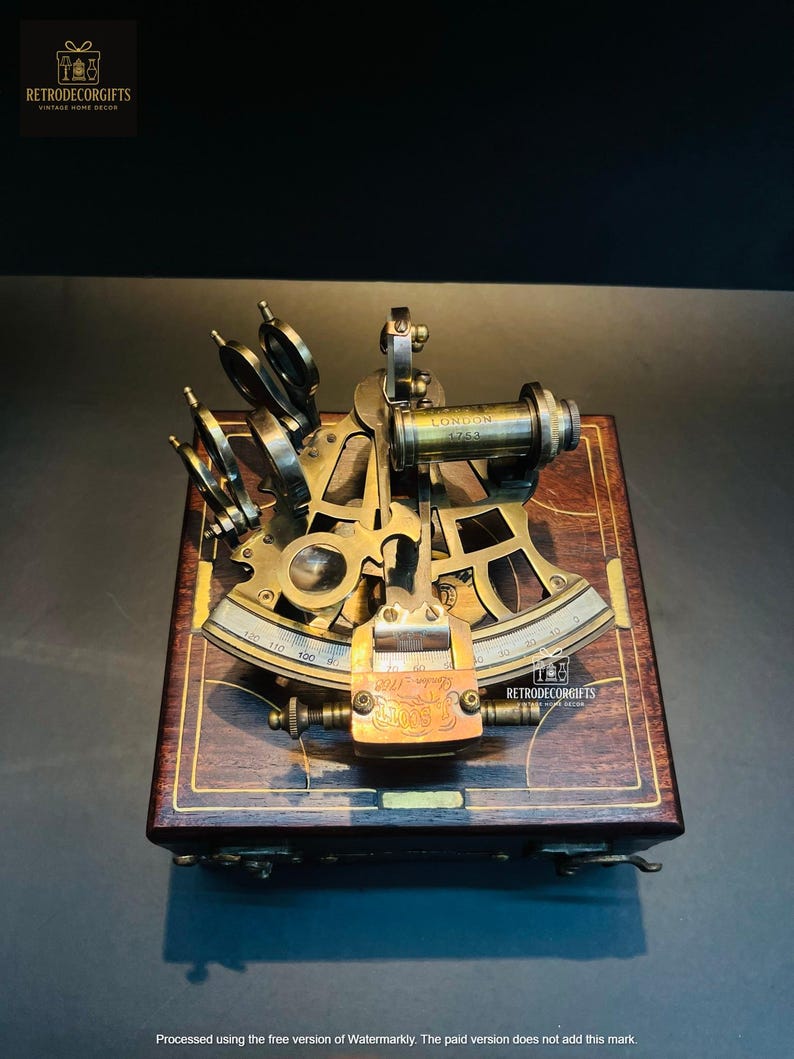 Antique Brass Sextant with Wooden Box view 5