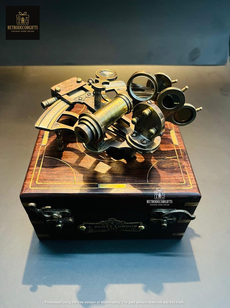 Antique Brass Sextant with Wooden Box view 6