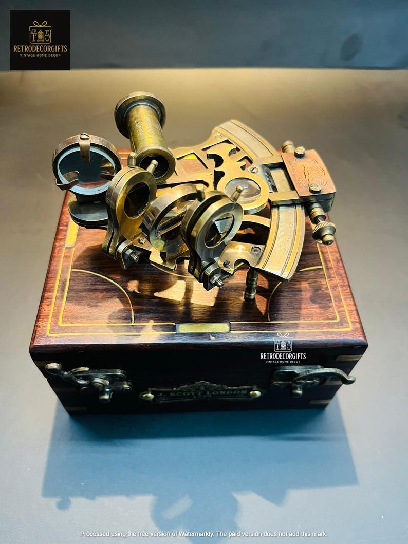 Antique Brass Sextant with Wooden Box view 8