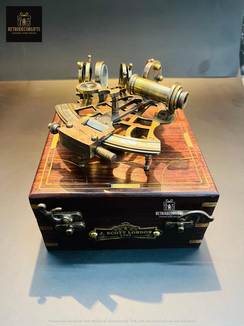 Antique Brass Sextant with Wooden Box view 9