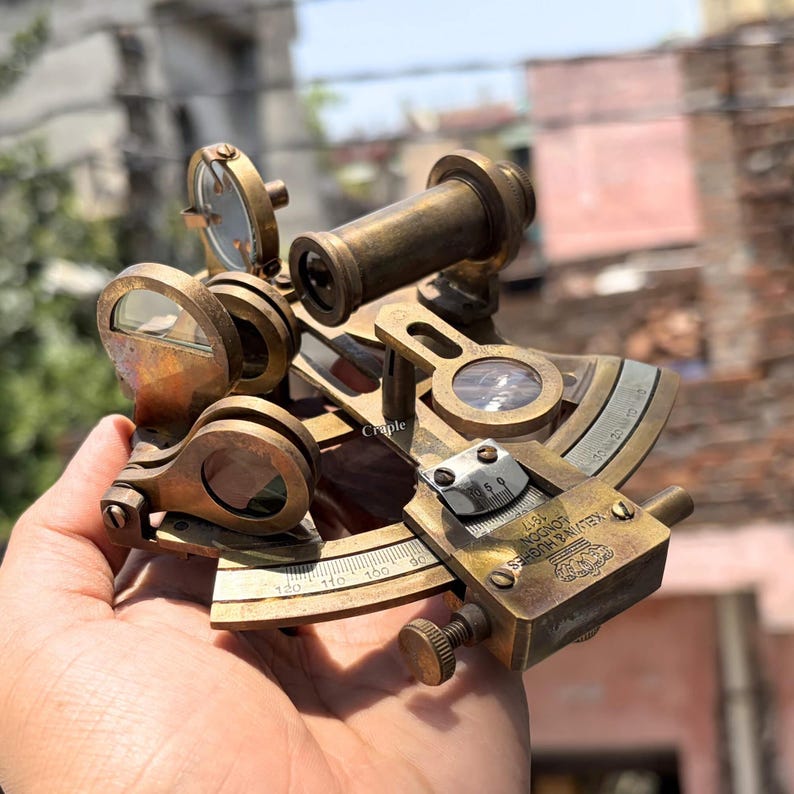 Antique Brass Sextant with Wooden Box view 3
