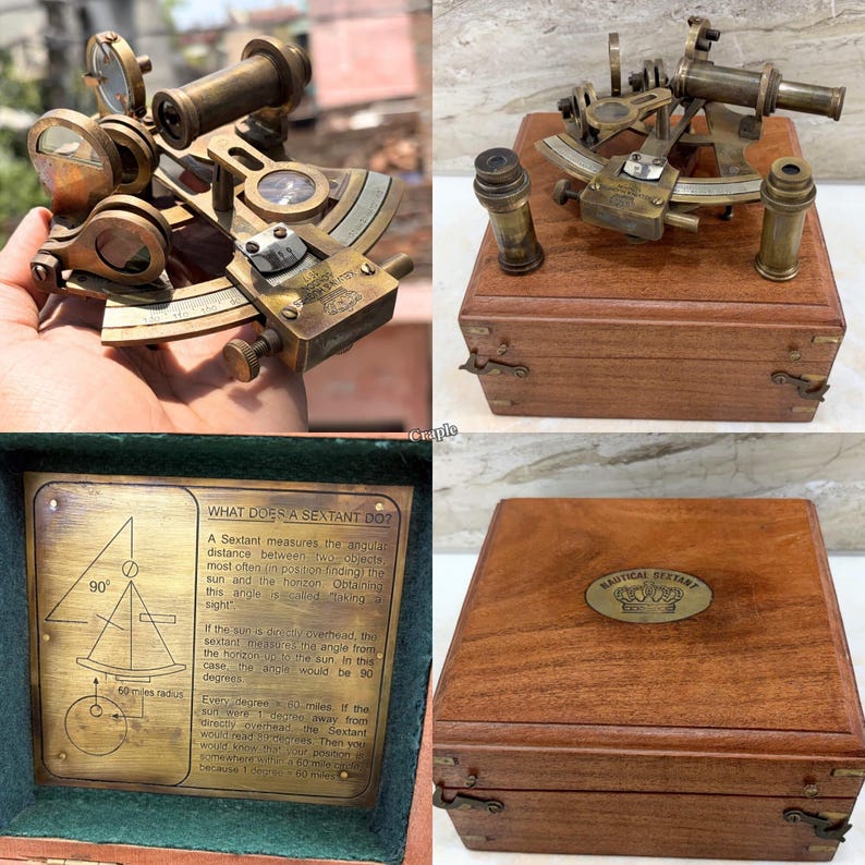 Antique Brass Sextant with Wooden Box view 4