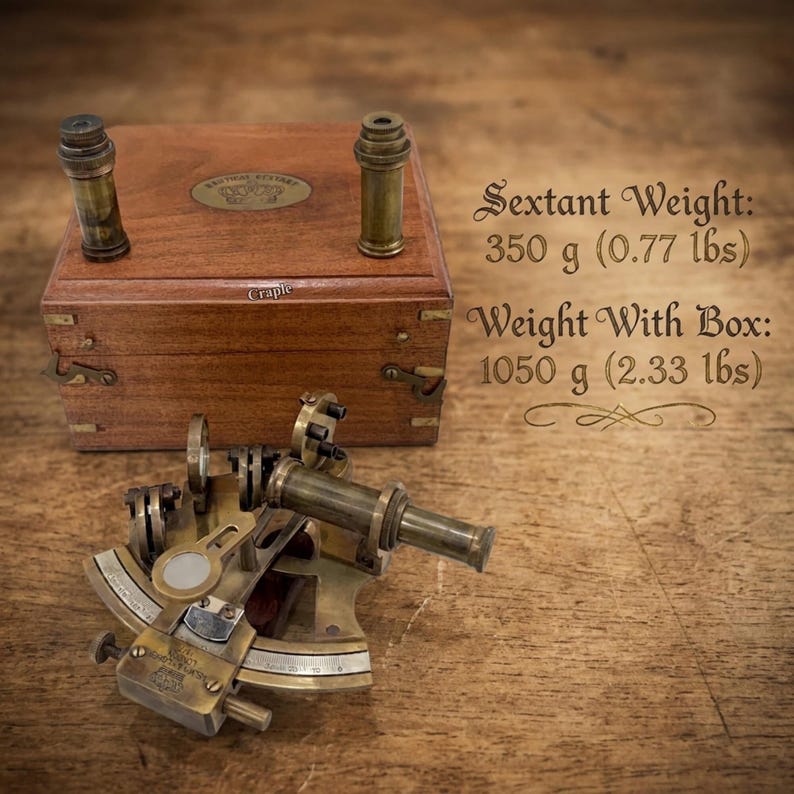 Antique Brass Sextant with Wooden Box view 9