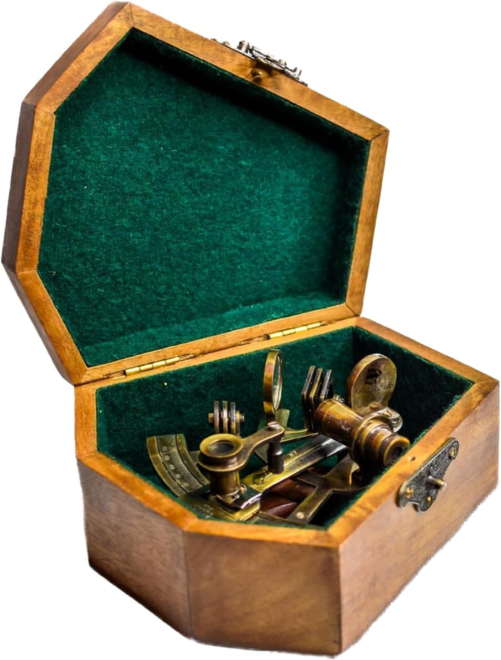 Antique Brass Sextant with Black Wooden Box view 8