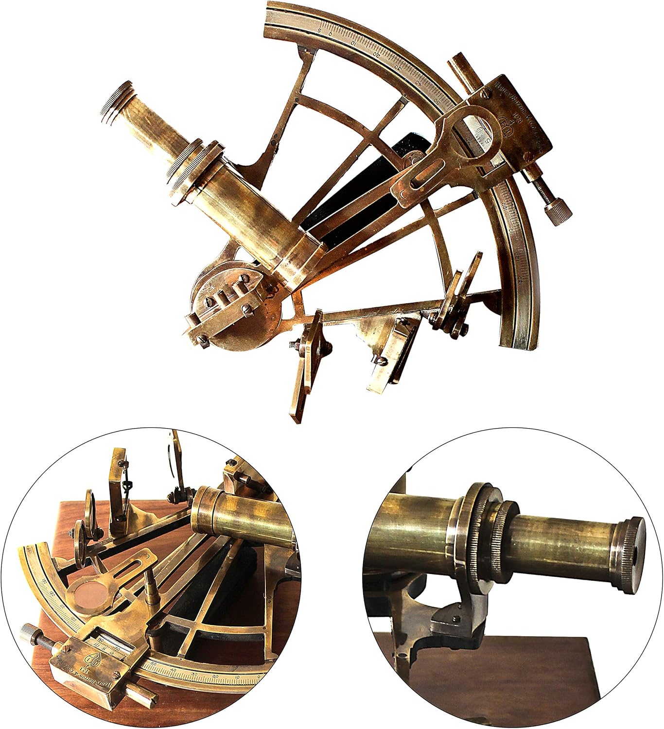 Antique Brass Sextant with Wooden Box view 6