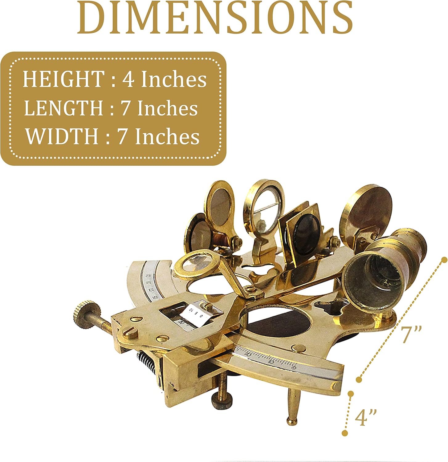 Polished Brass Sextant with Rosewood Box view 2