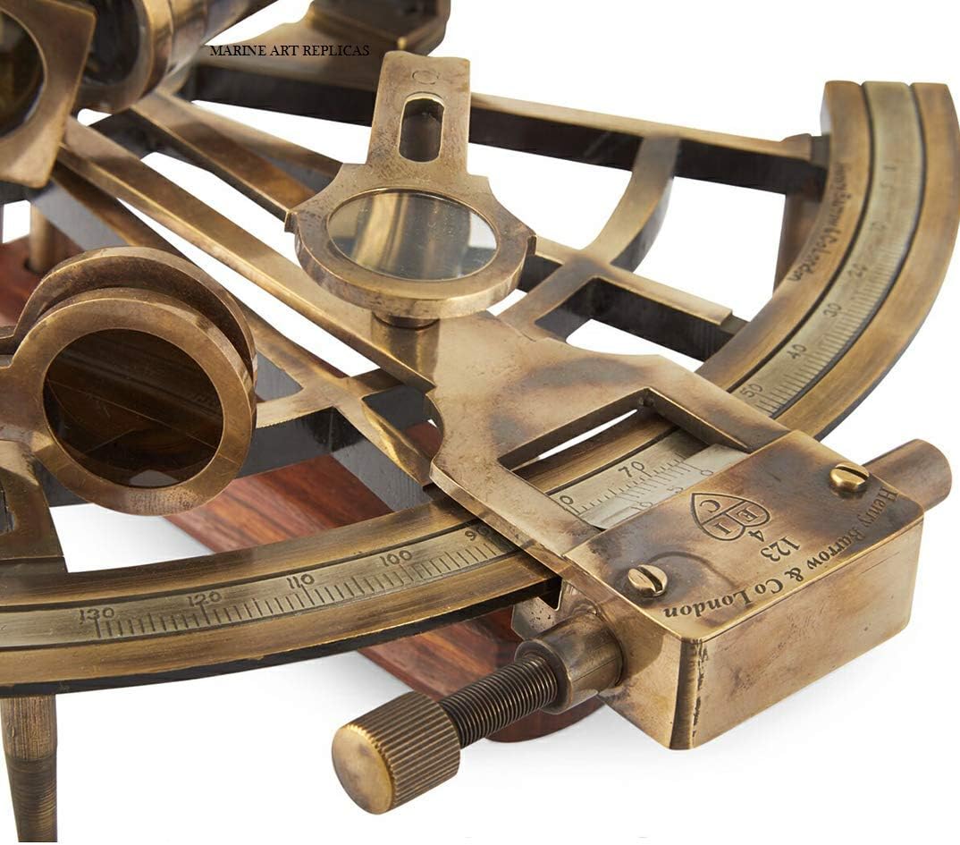 Antique Brass Marine Captain Sextant with Wooden Box view 2