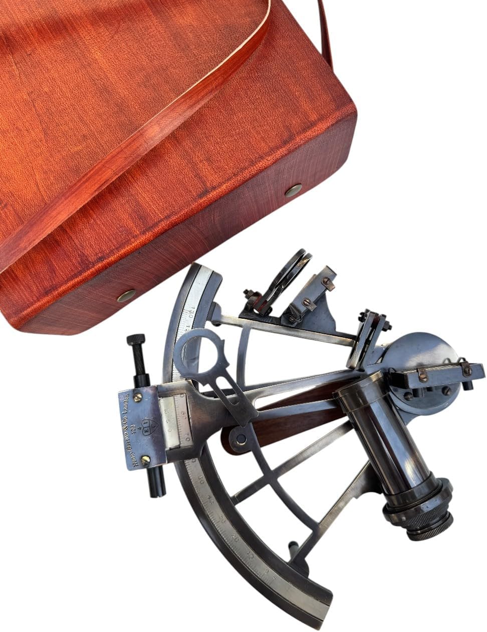 Handmade Brass Sextant with Leather Storage Case view 2