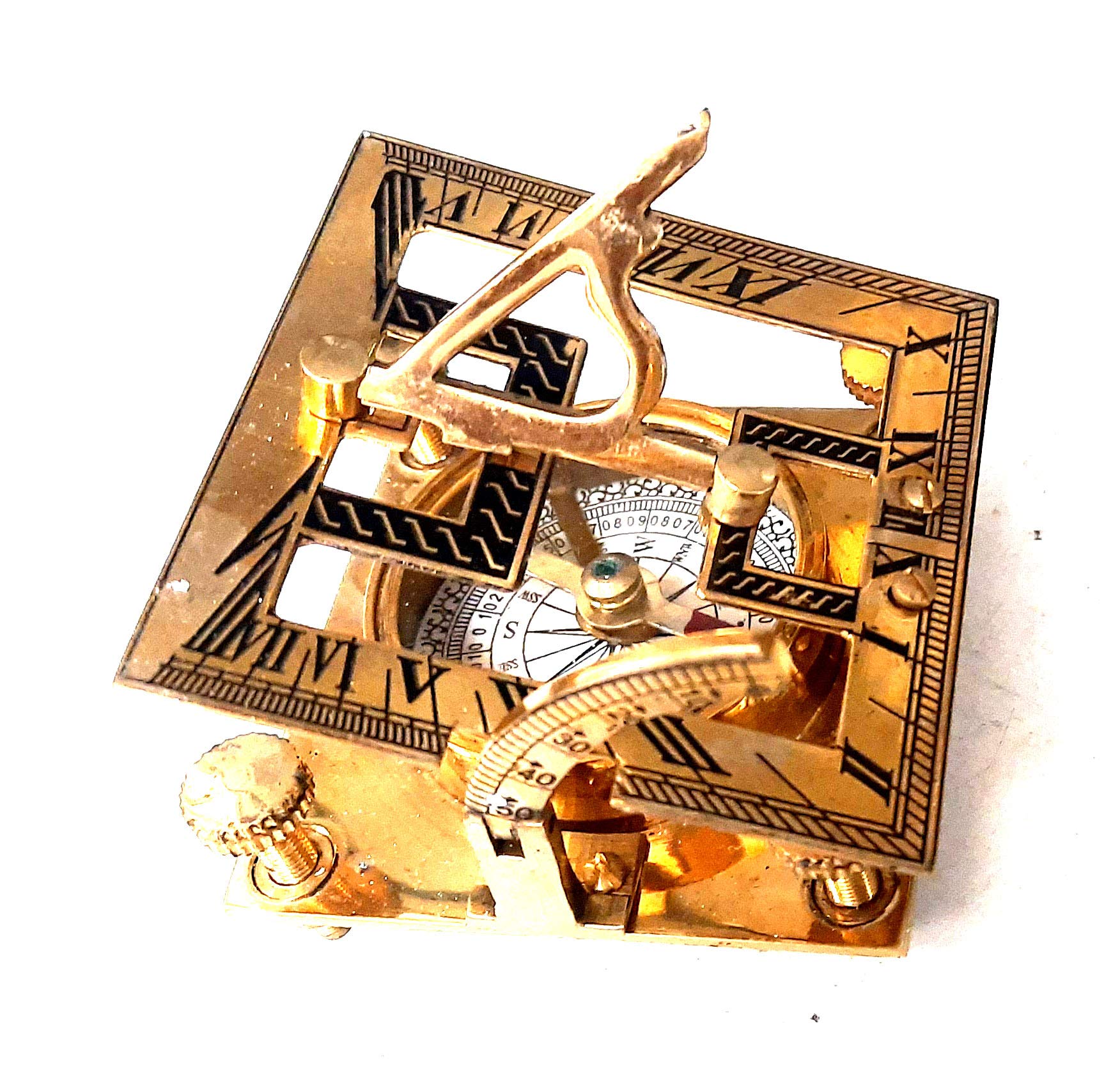 Antique Brass Sundial Compass, No Case view 3
