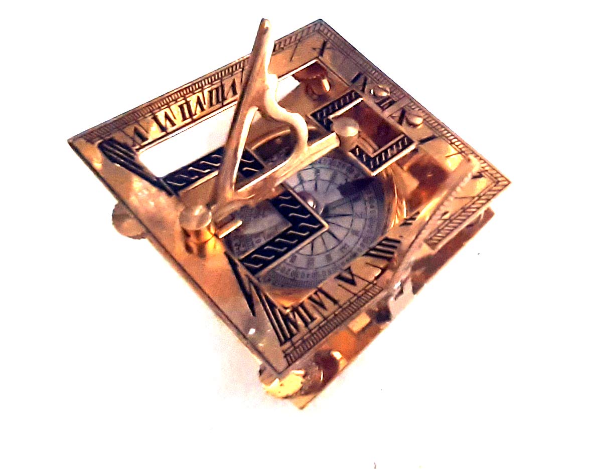 Antique Brass Sundial Compass, No Case view 5