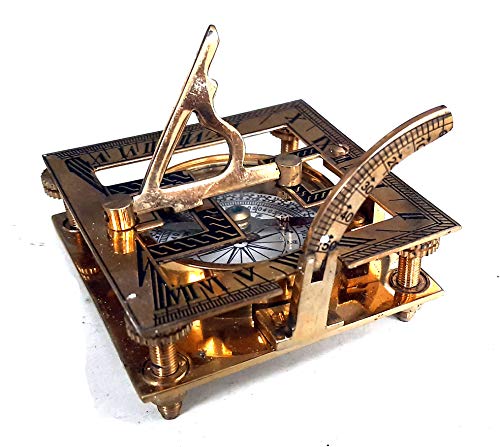Antique Brass Sundial Compass, No Case view 8