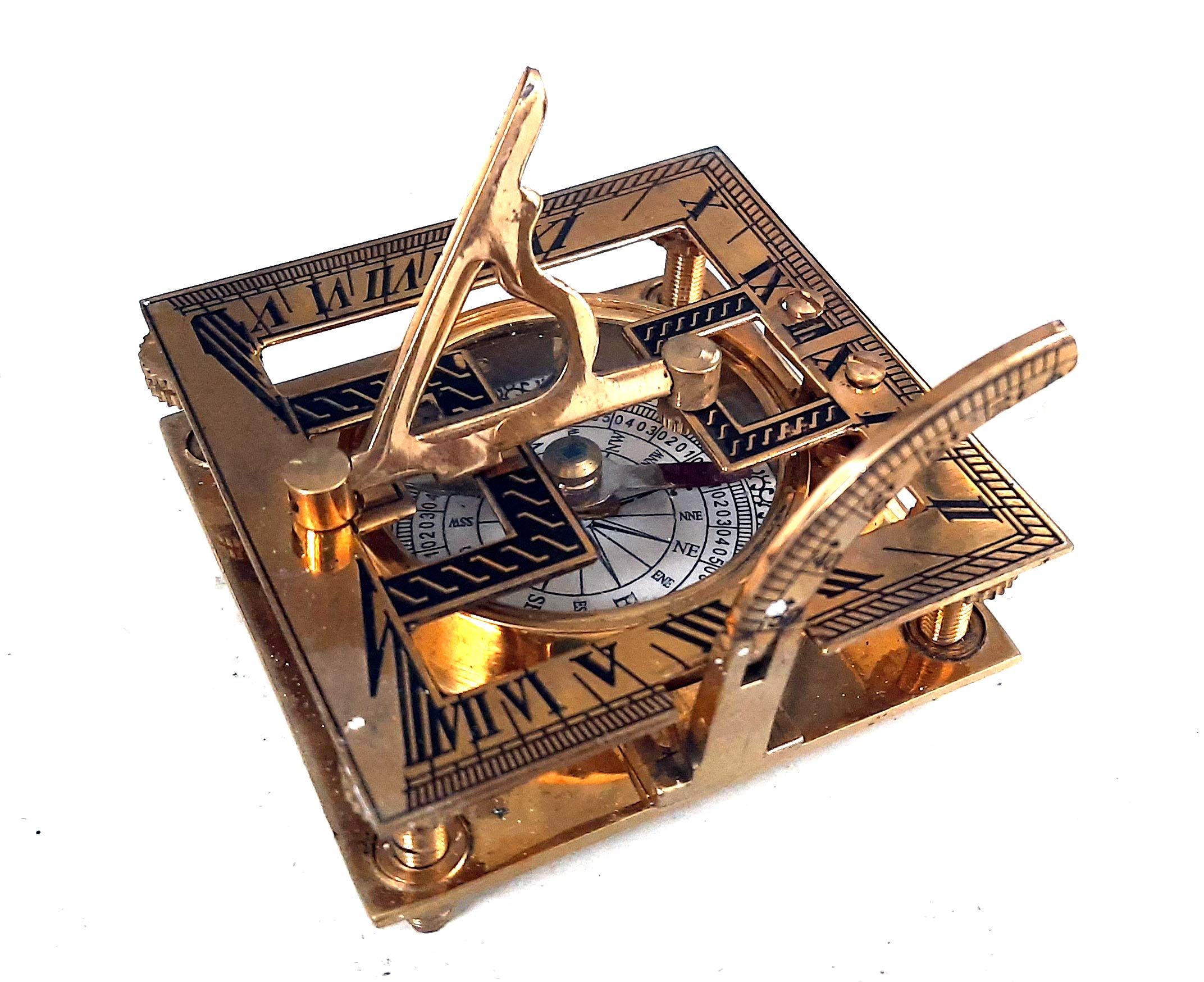 Antique Brass Sundial Compass, No Case view 9
