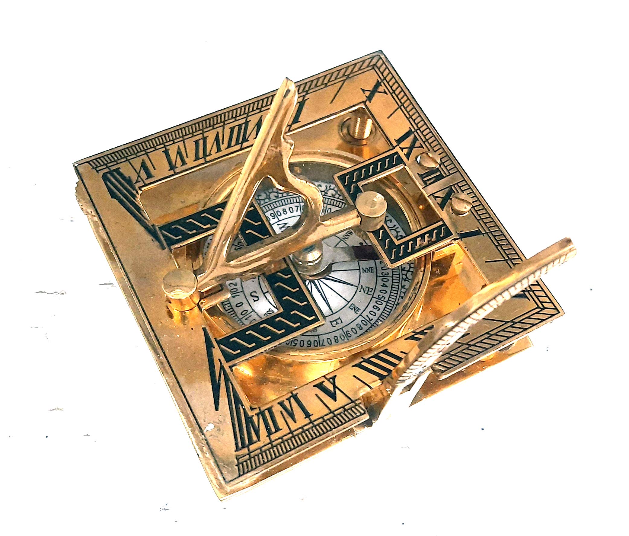 Antique Brass Sundial Compass, No Case view 11