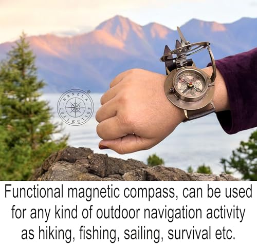 Brass Wrist Sundial Compass with Leather Strap view 8