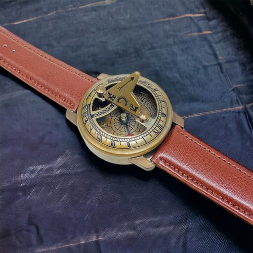 Brass Wrist Sundial Compass with Red Strap view 8