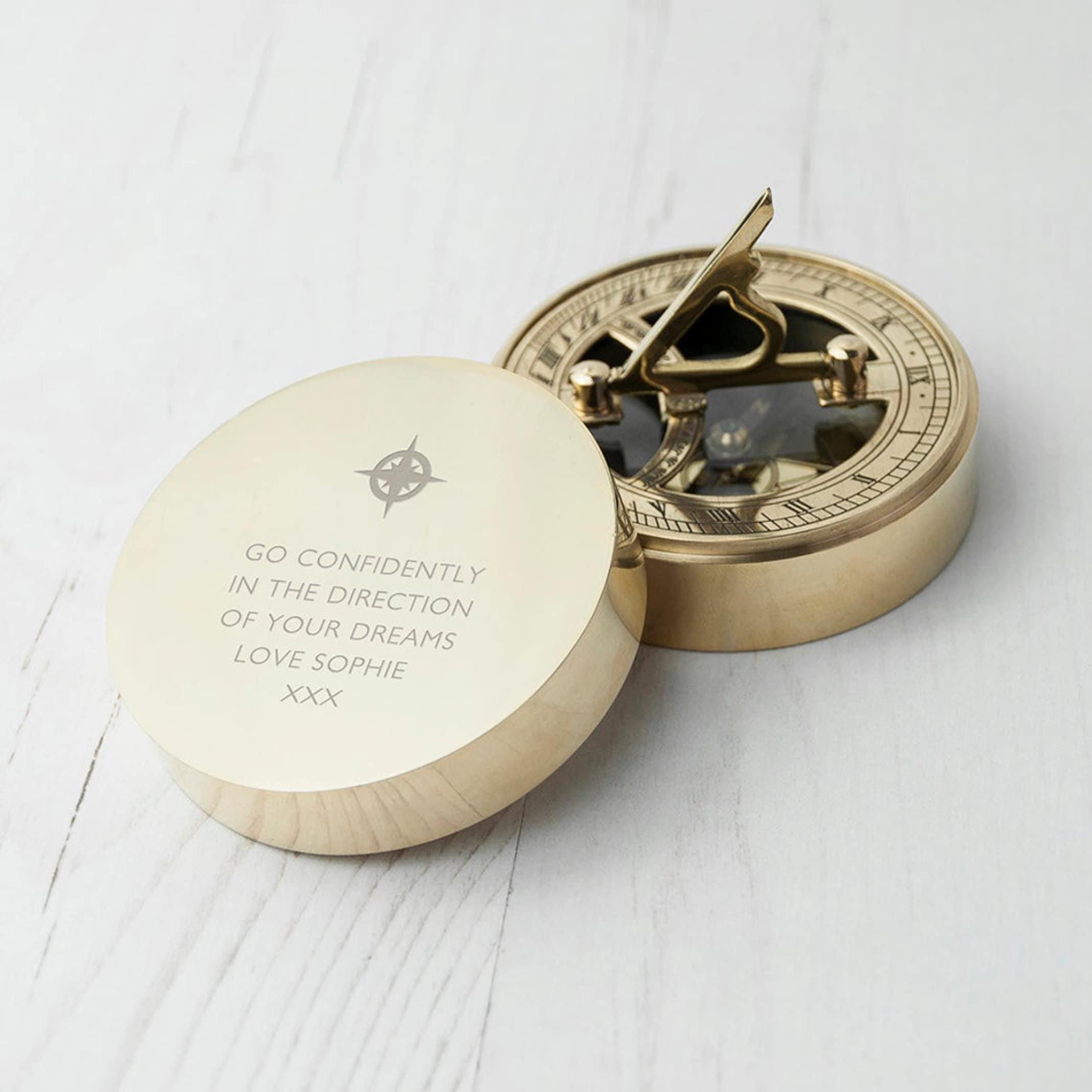 Polished Brass Sundial Compass, No Case view 5