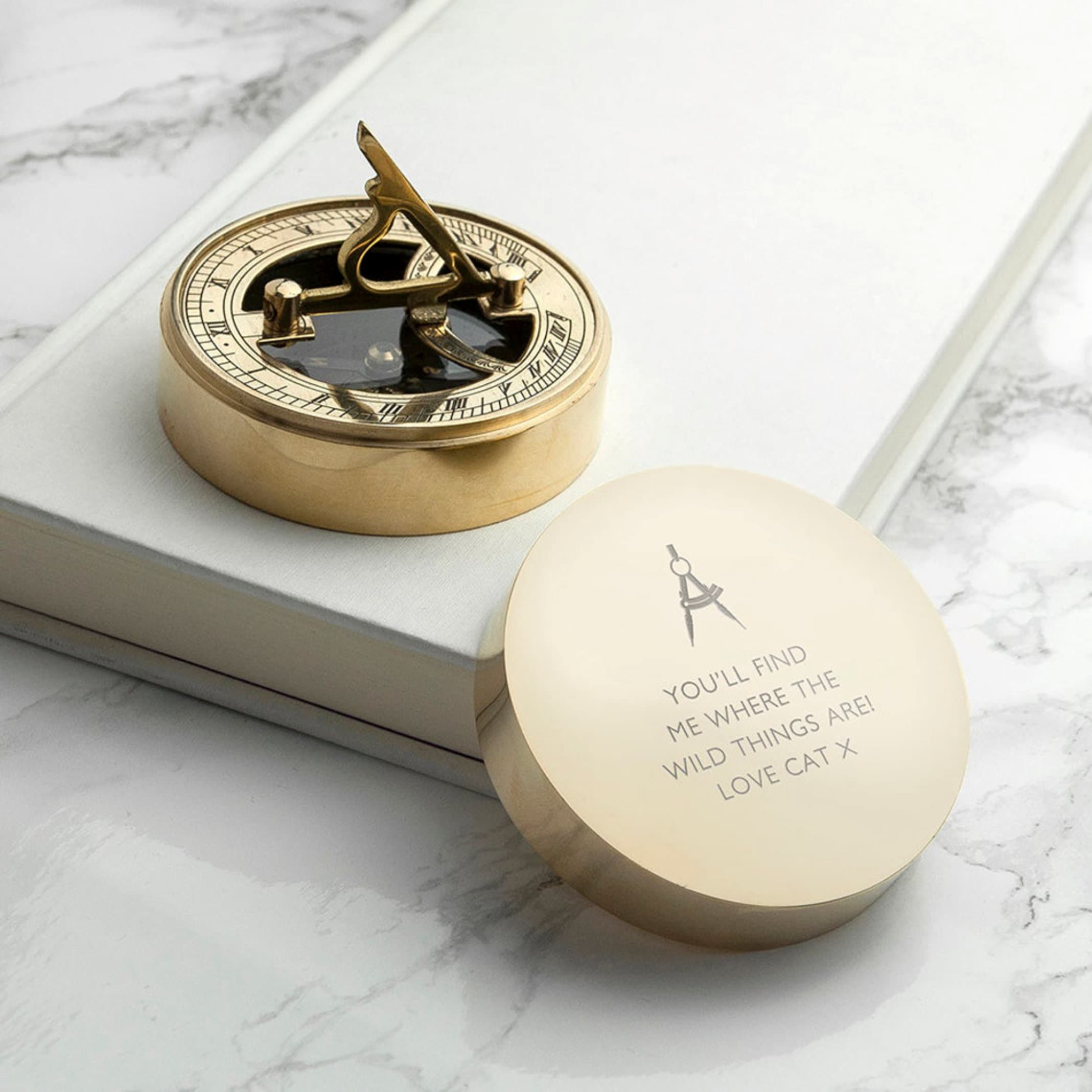 Polished Brass Sundial Compass, No Case view 7